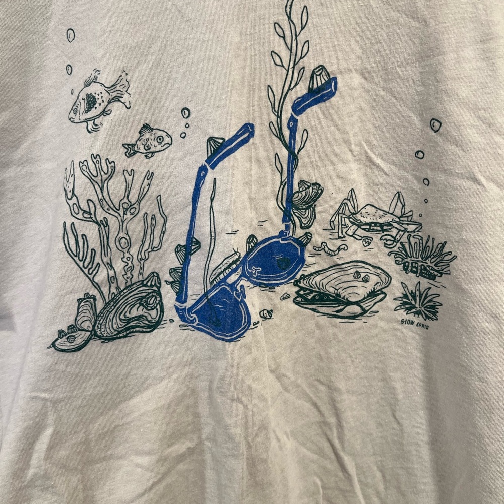 Blue and Green Fish Snorkeling T-Shirt - sunglasses on ocean floor